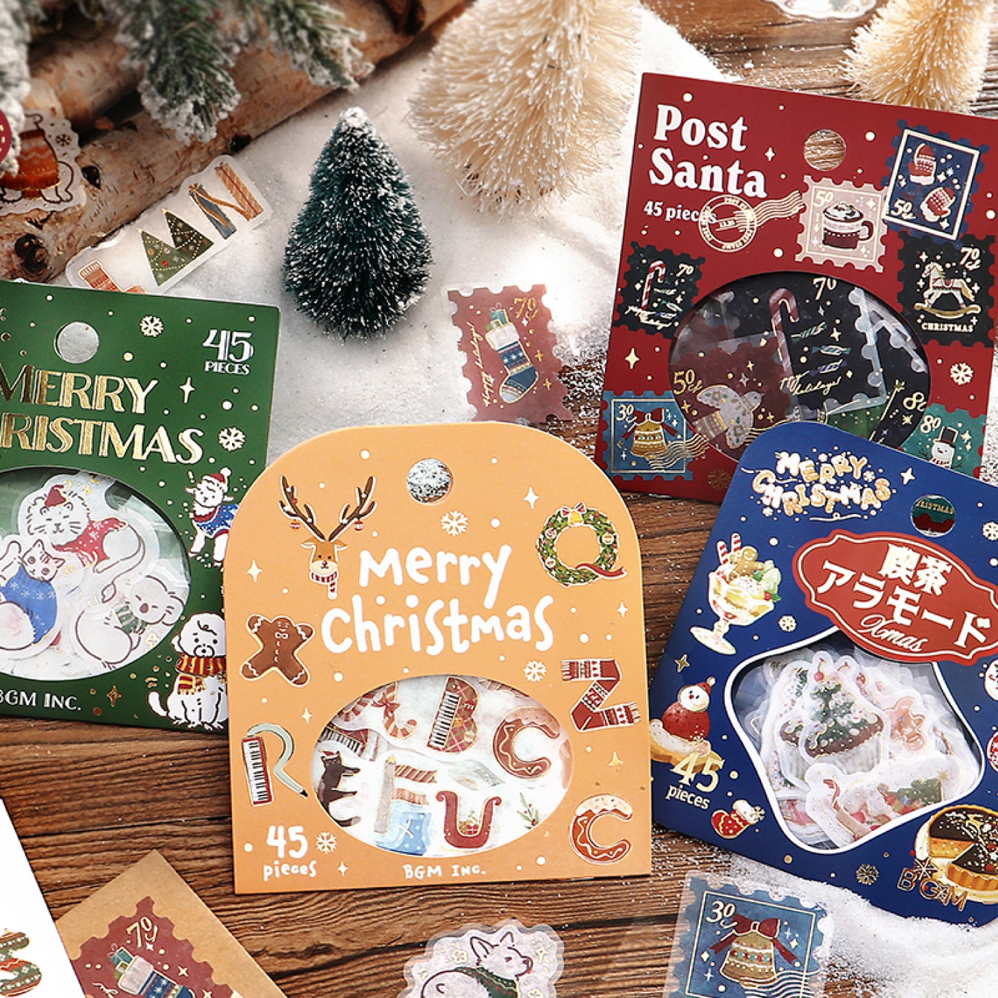 BGM Christmas Gold Foiled Flake Seal Stickers 2024 Limited Edition - Post Office Letter To Santa