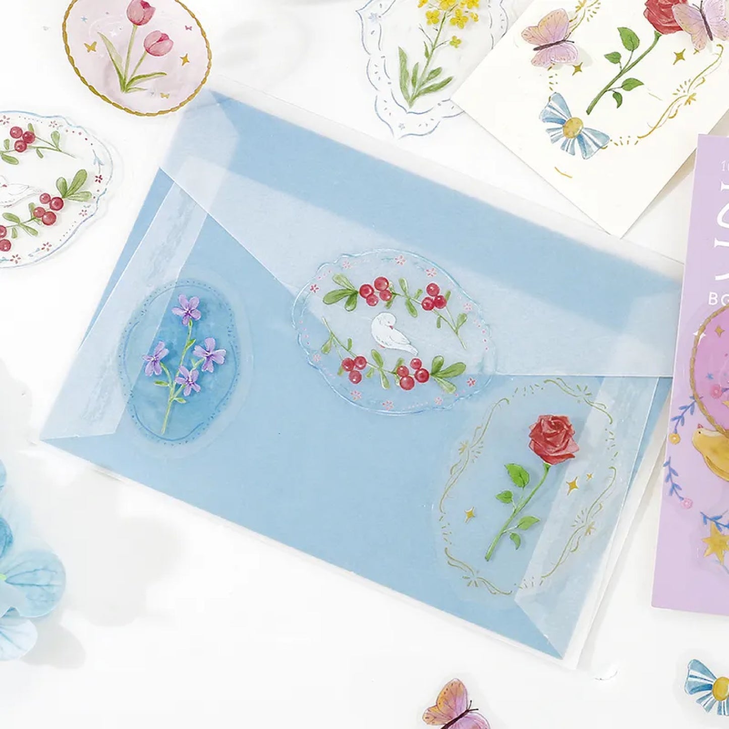 BGM Girl's Brooch Clear Seal Flake Stickers - Flower