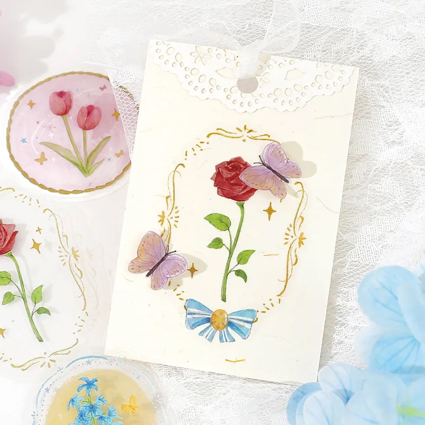 BGM Girl's Brooch Clear Seal Flake Stickers - Flower