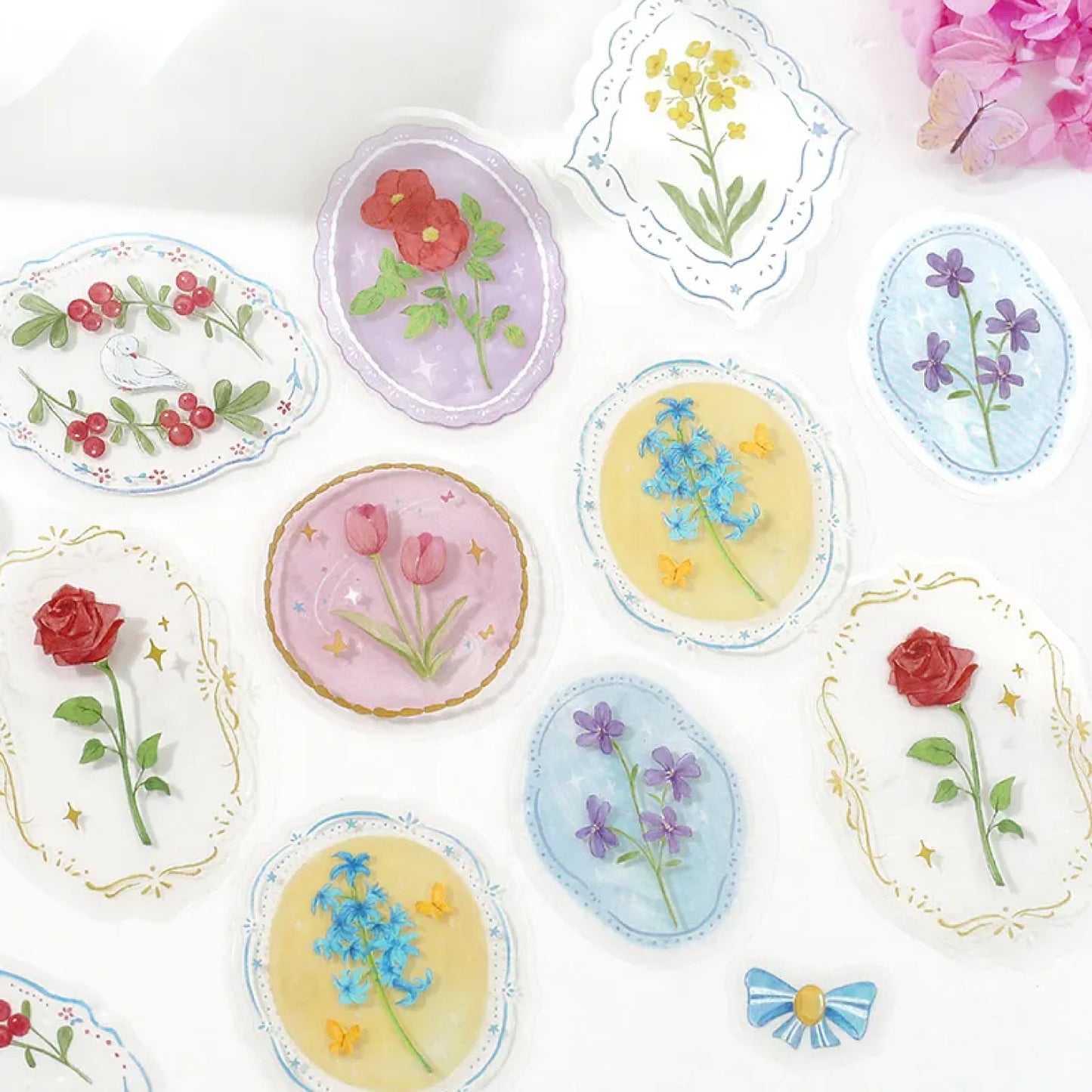 BGM Girl's Brooch Clear Seal Flake Stickers - Flower