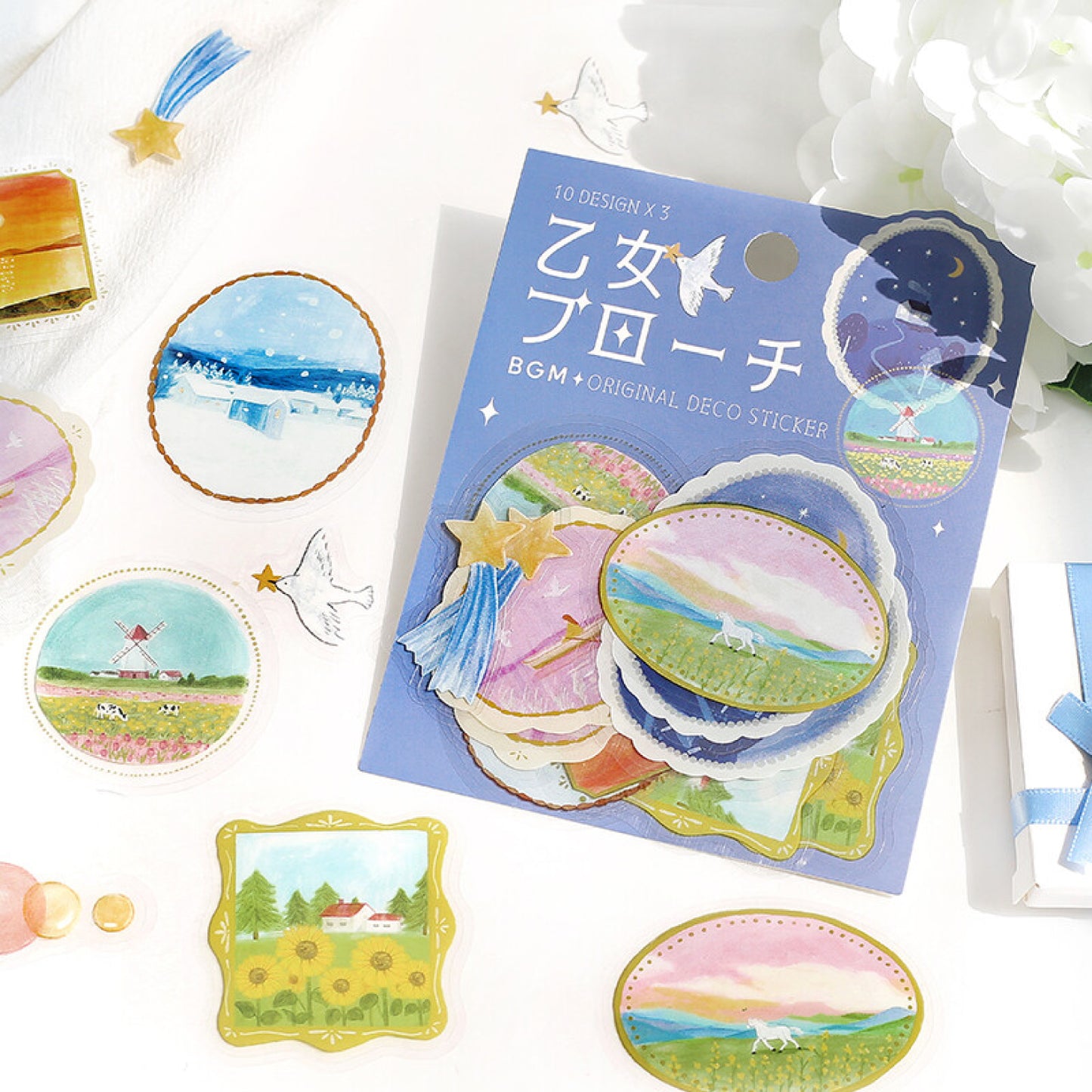 BGM Girl's Brooch Clear Seal Flake Stickers - Landscape
