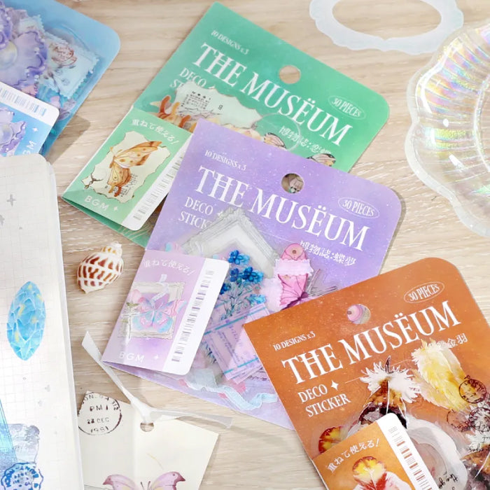 BGM Natural History The Museum Clear Flake Seal Stickers - Cherry Blossom Shell