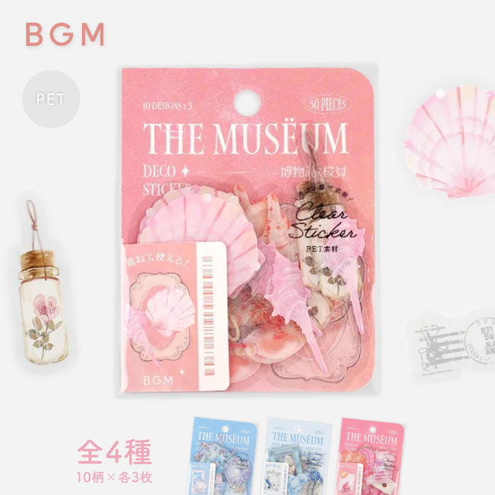 BGM Natural History The Museum Clear Flake Stickers - Cherry Blossom Shell