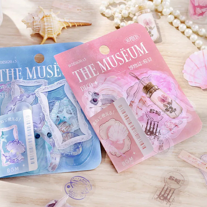 BGM Natural History The Museum Clear Flake Stickers - Cherry Blossom Shell