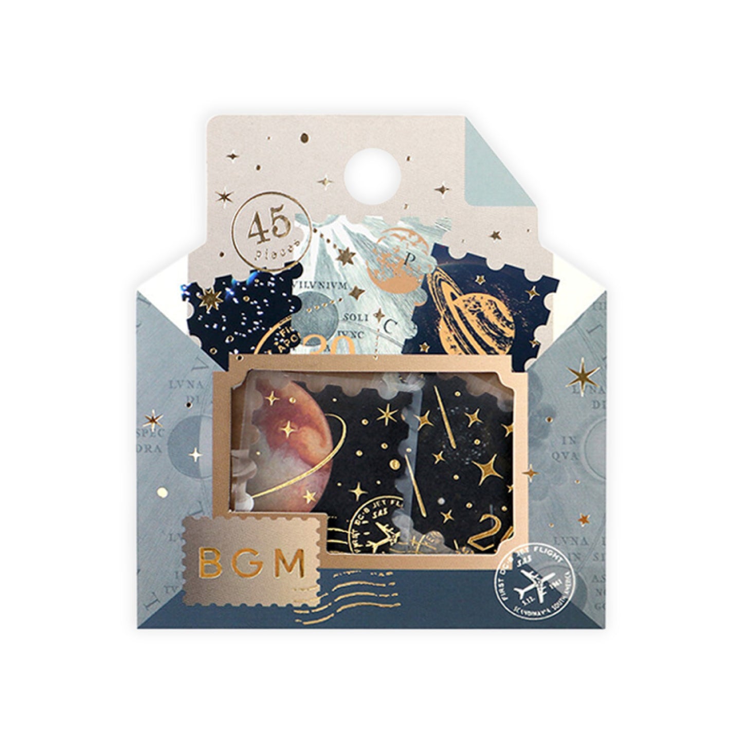 BGM Post Office Postage Stamp Gold Foiled Flake Seal Stickers - Astronomy