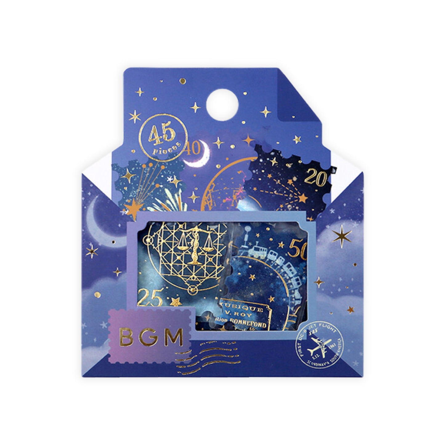 BGM Post Office Postage Stamp Gold Foiled Flake Seal Stickers - Shooting Star