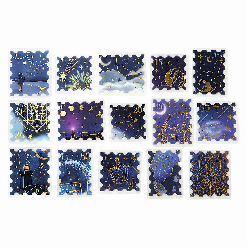 BGM Post Office Postage Stamp Gold Foiled Flake Seal Stickers - Shooting Star