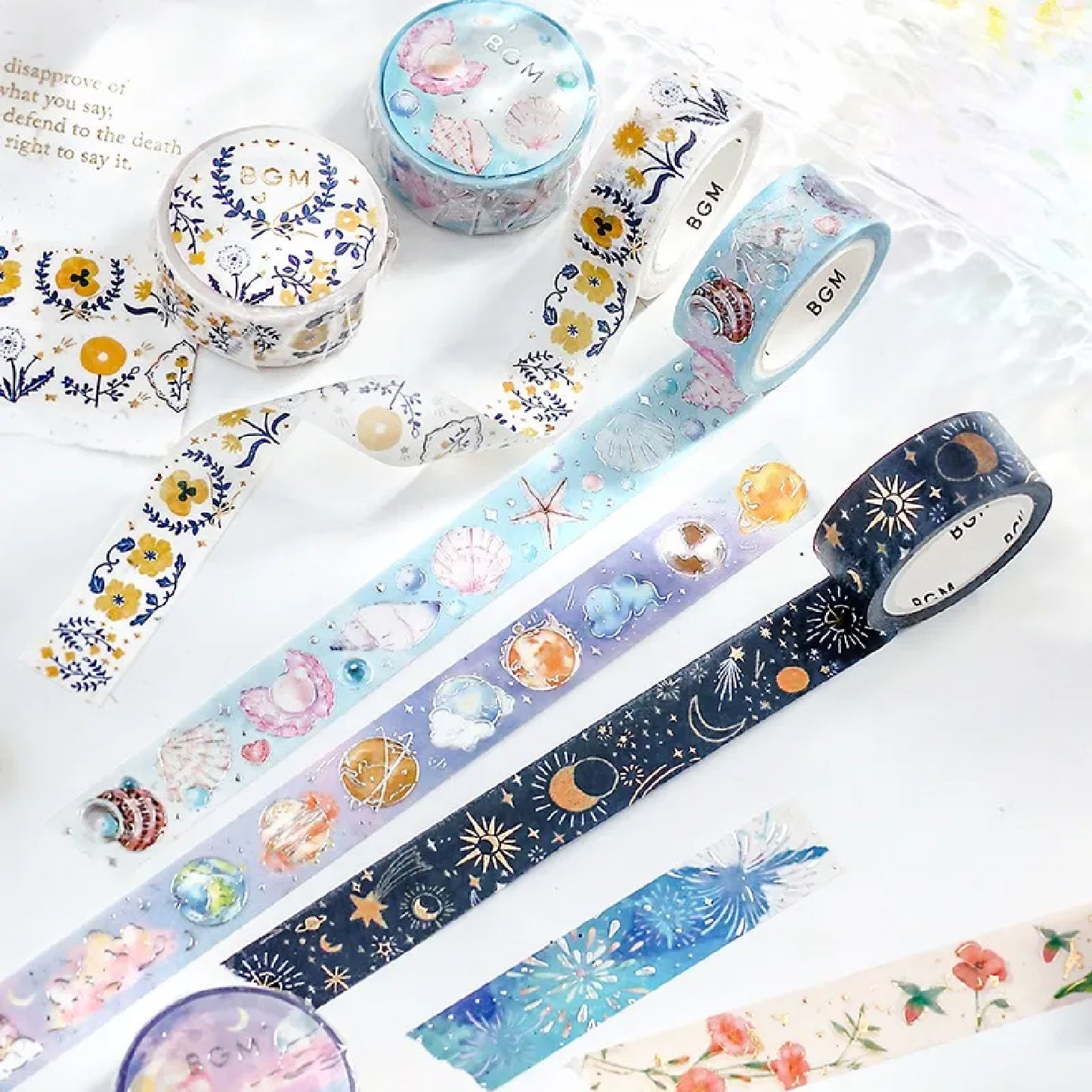 BGM Gold Foiled LIFE Washi Tape - Spring Wind Tidings of Flowers