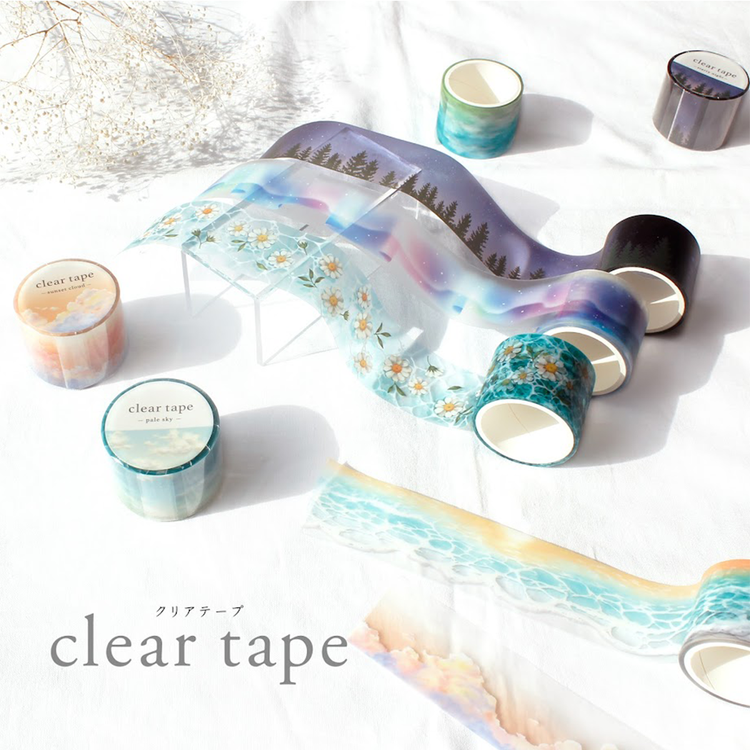 Mind Wave Clear Tape Sky & Sea 30mm×3m - Sunset Beach