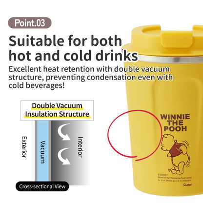 Skater Winnie The Pooh Stainless Steel Thermal Coffee Cup Tumbler STBC3F 350mL