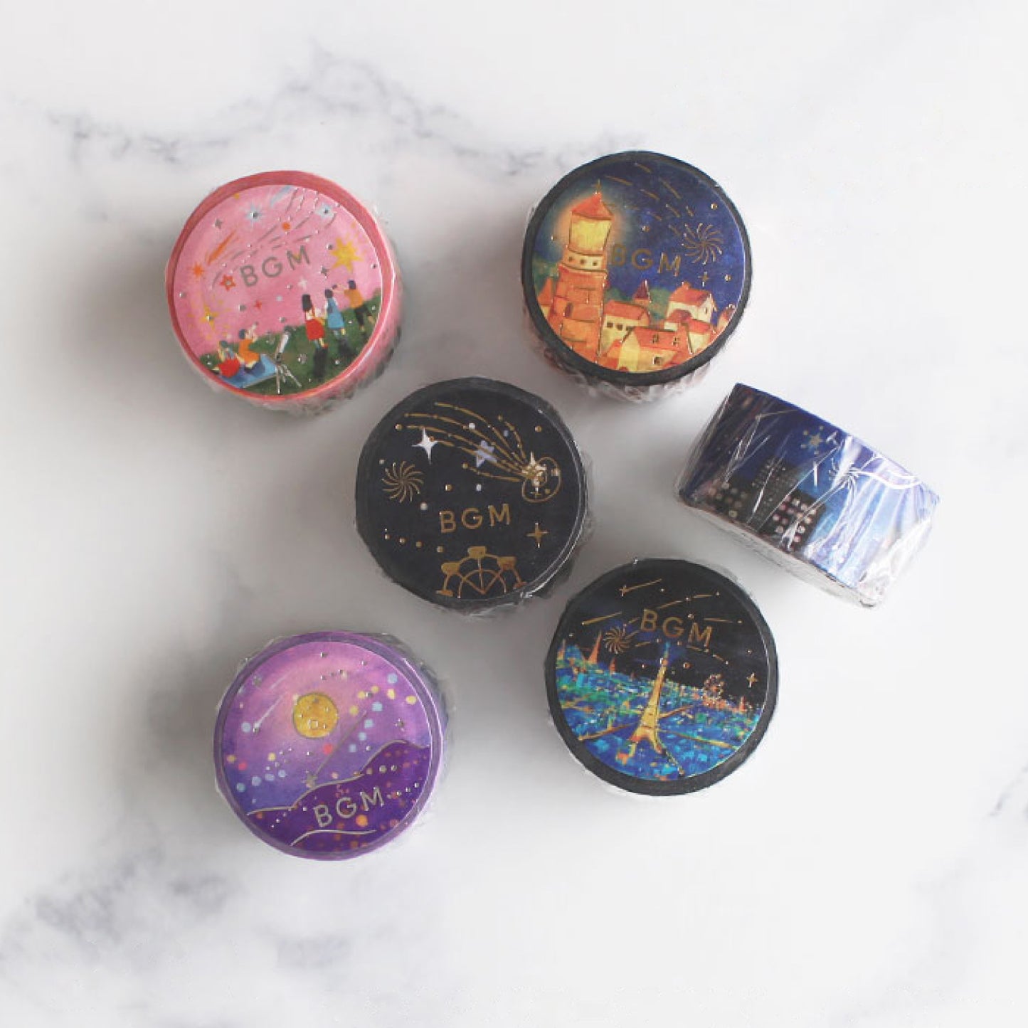 BGM LIFE Goldfoiled Night of Shooting Stars Washi Tape - Suku Star