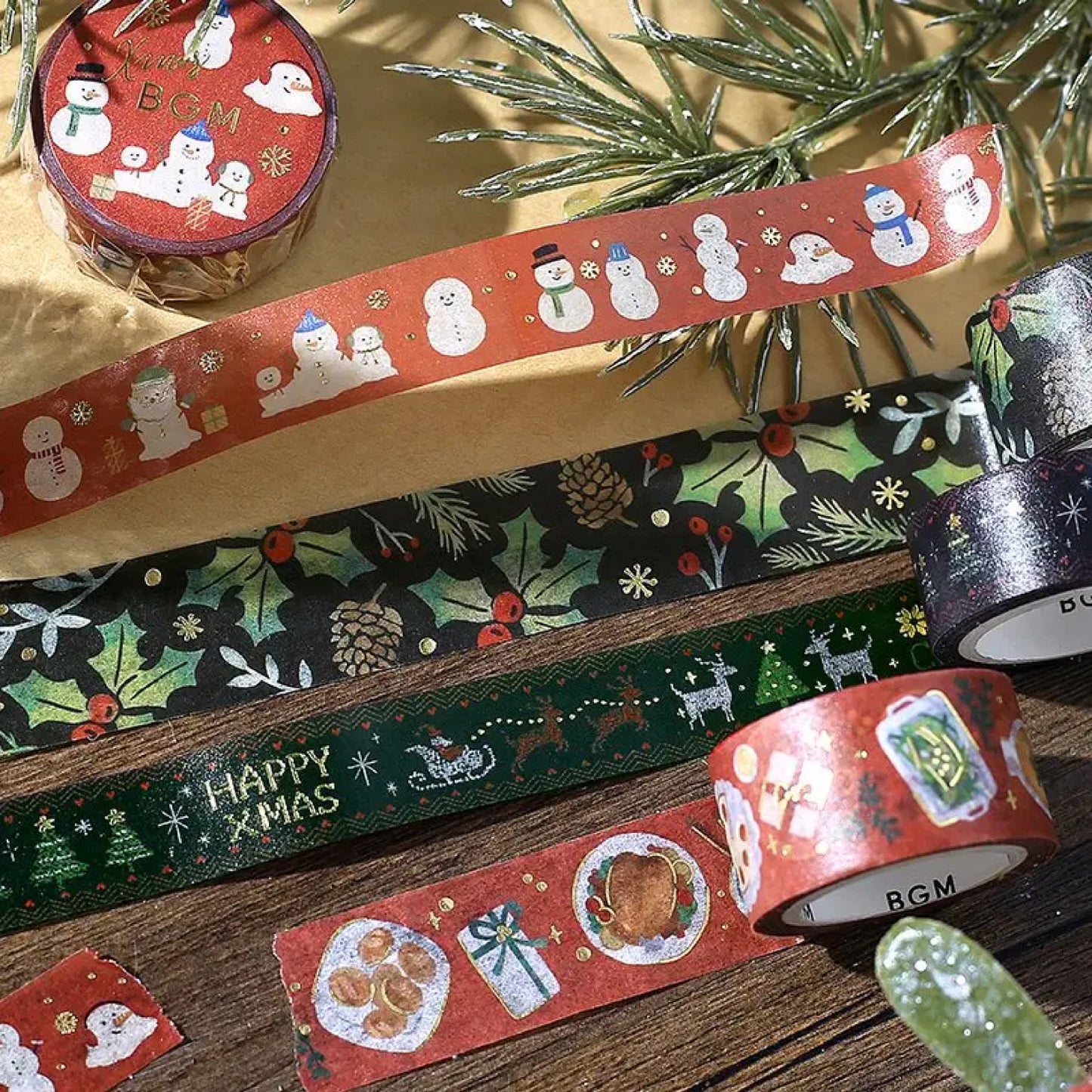 BGM Goldfoiled Christmas Washi Tape 2024 Limited Edition 20mm - Cat Party