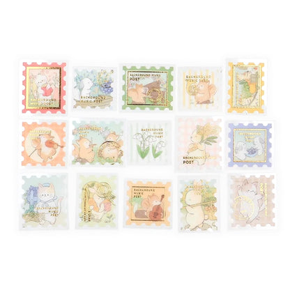 BGM Post Office Postage Stamp Foiled Flake Stickers - Animal Forest