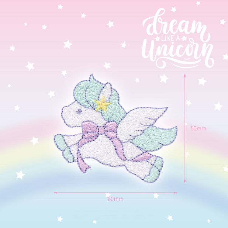 Mint Flying Unicorn Embroidery Sticker Patch