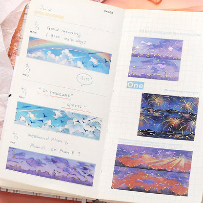 BGM Double Foiled Sky Picture Book Washi Tape - Asa Yaki