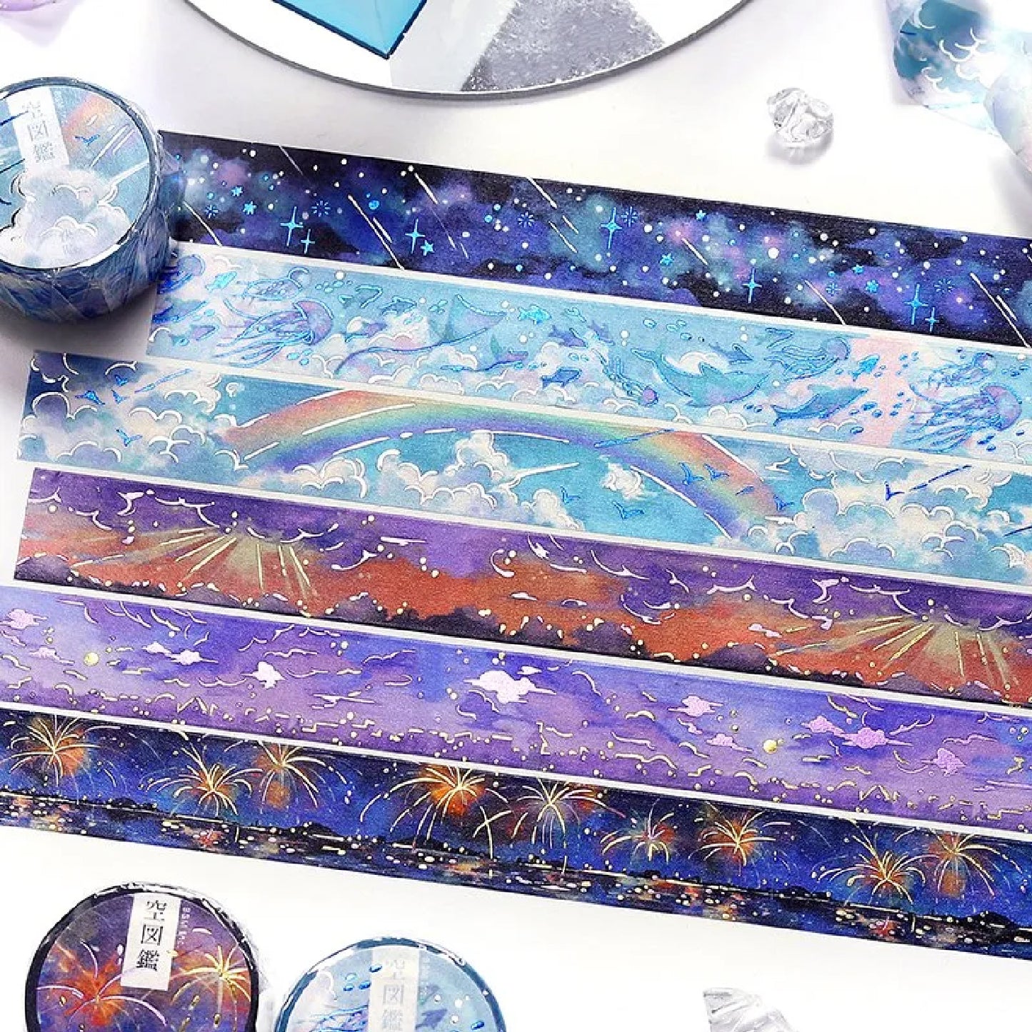 BGM Double Foiled Sky Picture Book Washi Tape - Asa Yaki