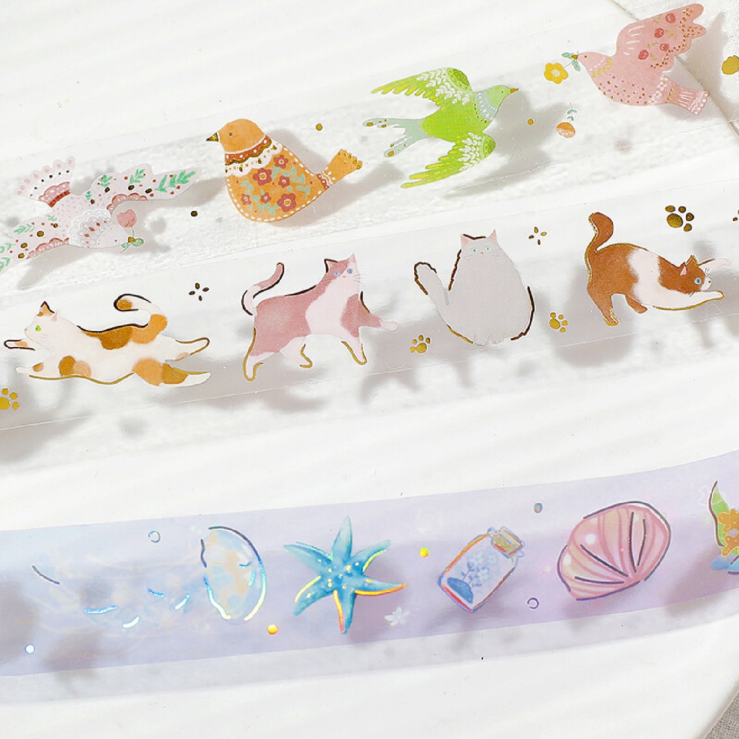 BGM Foiled LIFE Clear Tape - Bird Embroidery