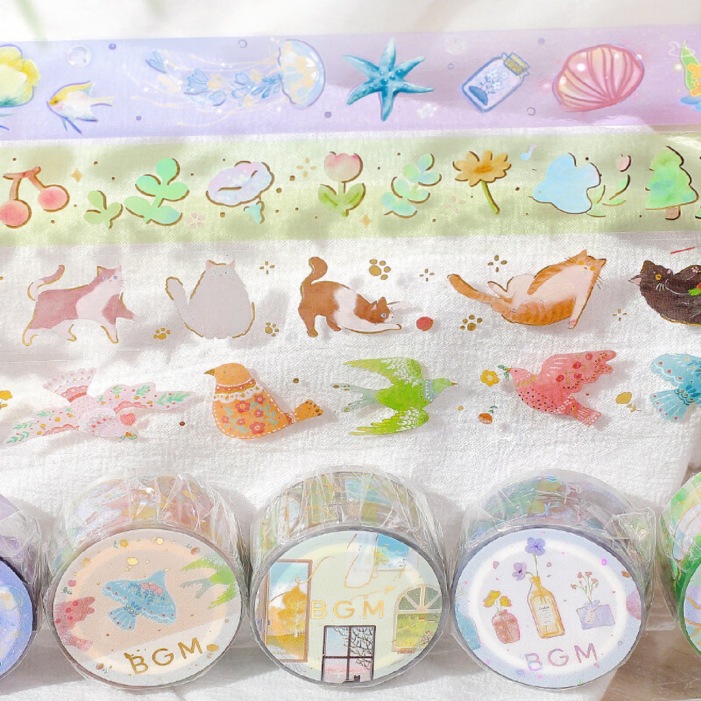 BGM Foiled LIFE Clear Tape - Bird Embroidery
