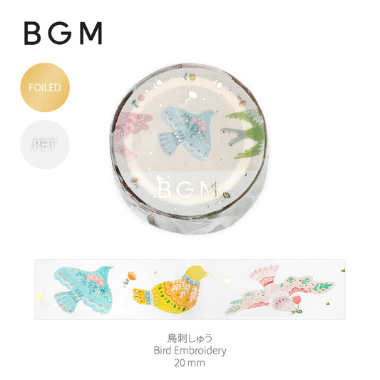 BGM Foiled LIFE Clear Tape - Bird Embroidery