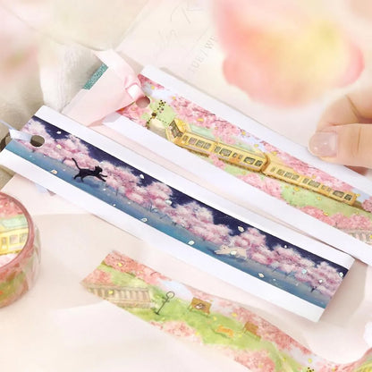 BGM Foiled Sakura Washi Tape 2026 Limited Edition - Night Blossoms & Cat
