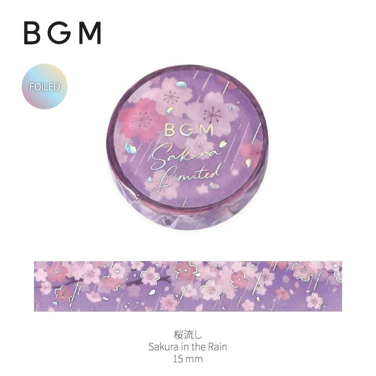 BGM Foiled Sakura Washi Tape 2026 Limited Edition - Sakura in the Rain