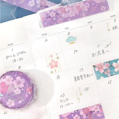BGM Foiled Sakura Washi Tape 2026 Limited Edition - Sakura in the Rain