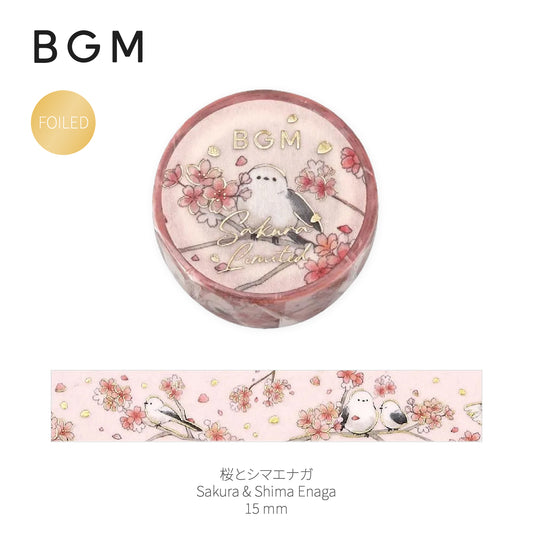 BGM Foiled Sakura Washi Tape 2026 Limited Edition - Sakura & Shima Enaga