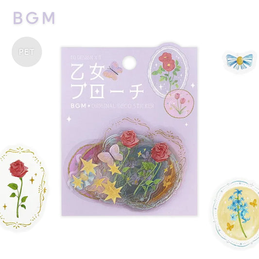 BGM Girl's Brooch Clear Seal Flake Stickers - Flower