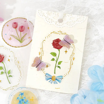 BGM Girl's Brooch Clear Seal Flake Stickers - Flower