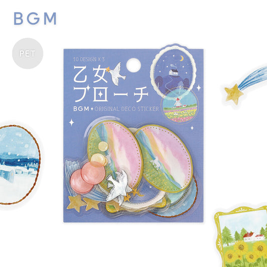 BGM Girl's Brooch Clear Seal Flake Stickers - Landscape