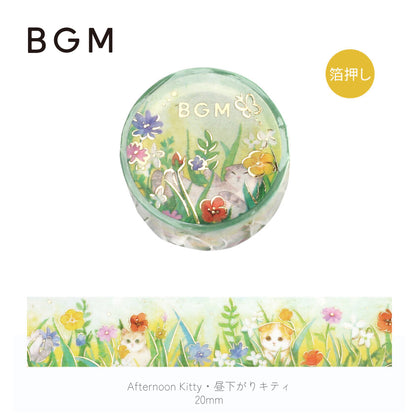 BGM Goldfoiled Flower & Cat Washi Tape - Afternoon Kitty