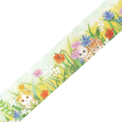 BGM Goldfoiled Flower & Cat Washi Tape - Afternoon Kitty