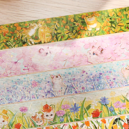 BGM Goldfoiled Flower & Cat Washi Tape - Blossom