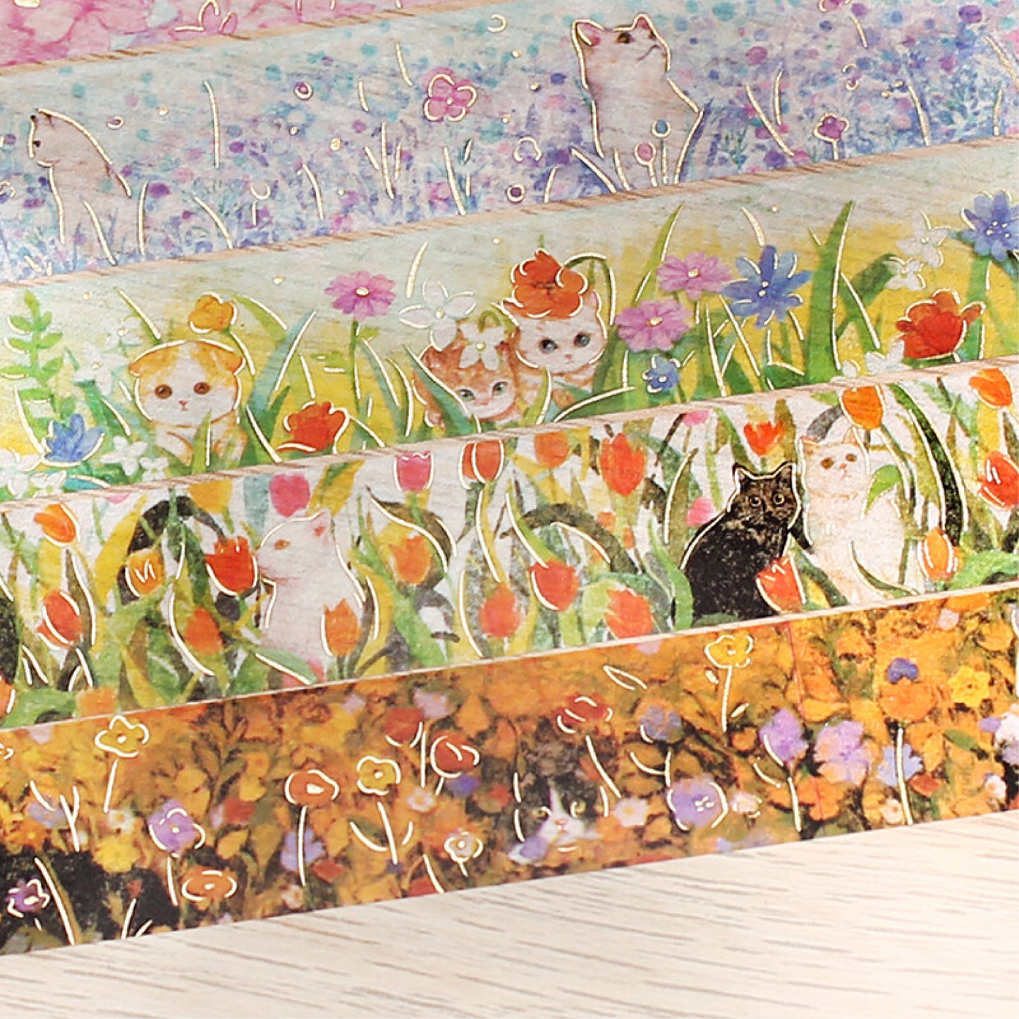 BGM Goldfoiled Flower & Cat Washi Tape - Hachiware Cat