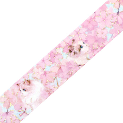 BGM Goldfoiled Flower & Cat Washi Tape - Blossom