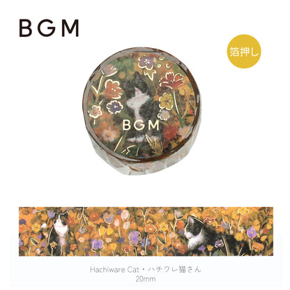 BGM Goldfoiled Flower & Cat Washi Tape - Hachiware Cat