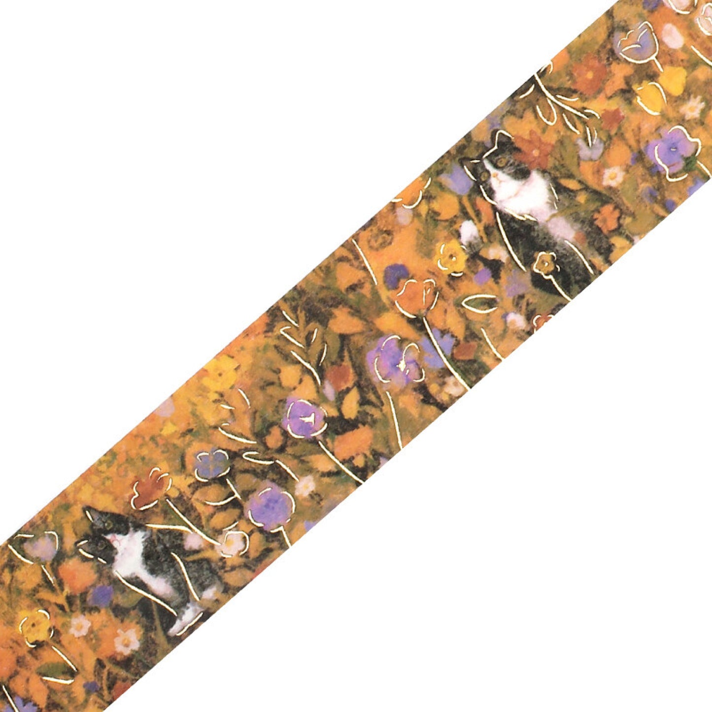 BGM Goldfoiled Flower & Cat Washi Tape - Hachiware Cat