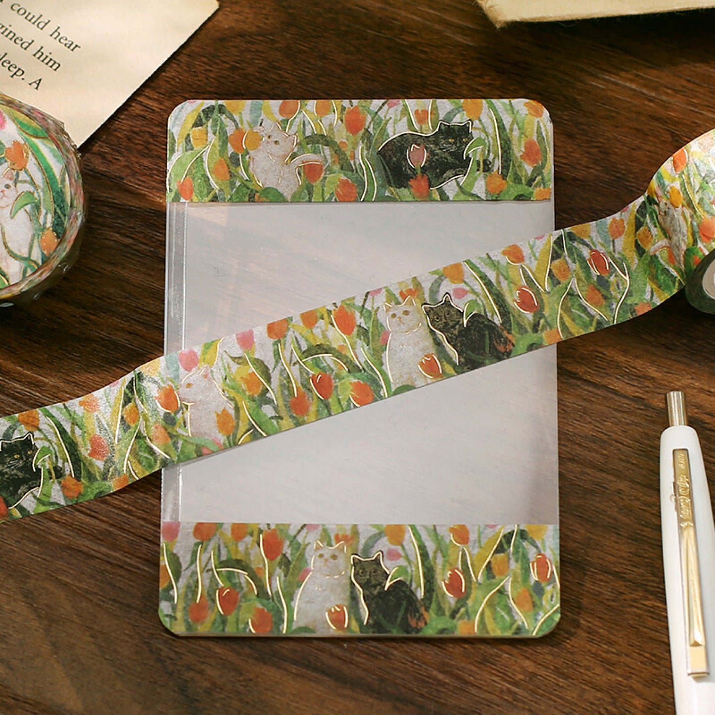 BGM Goldfoiled Flower & Cat Washi Tape - Let's Play Together