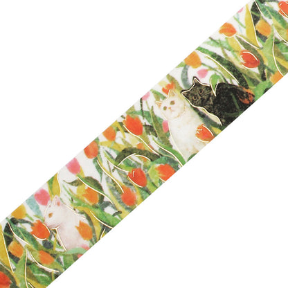 BGM Goldfoiled Flower & Cat Washi Tape - Let's Play Together