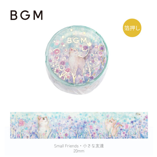 BGM Goldfoiled Flower & Cat Washi Tape - Small Friends