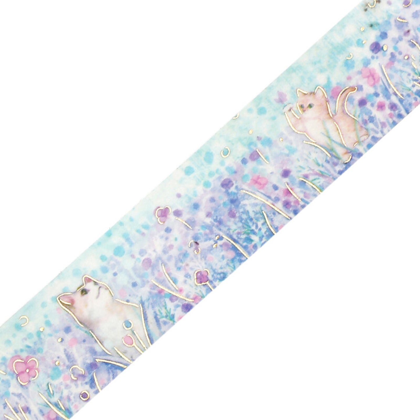 BGM Goldfoiled Flower & Cat Washi Tape - Small Friends