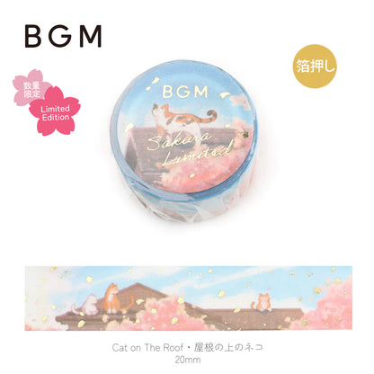 BGM Goldfoiled Sakura Washi Tape 2024 Limited Edition - Cat on The Roof