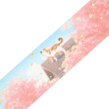 BGM Goldfoiled Sakura Washi Tape 2024 Limited Edition - Cat on The Roof