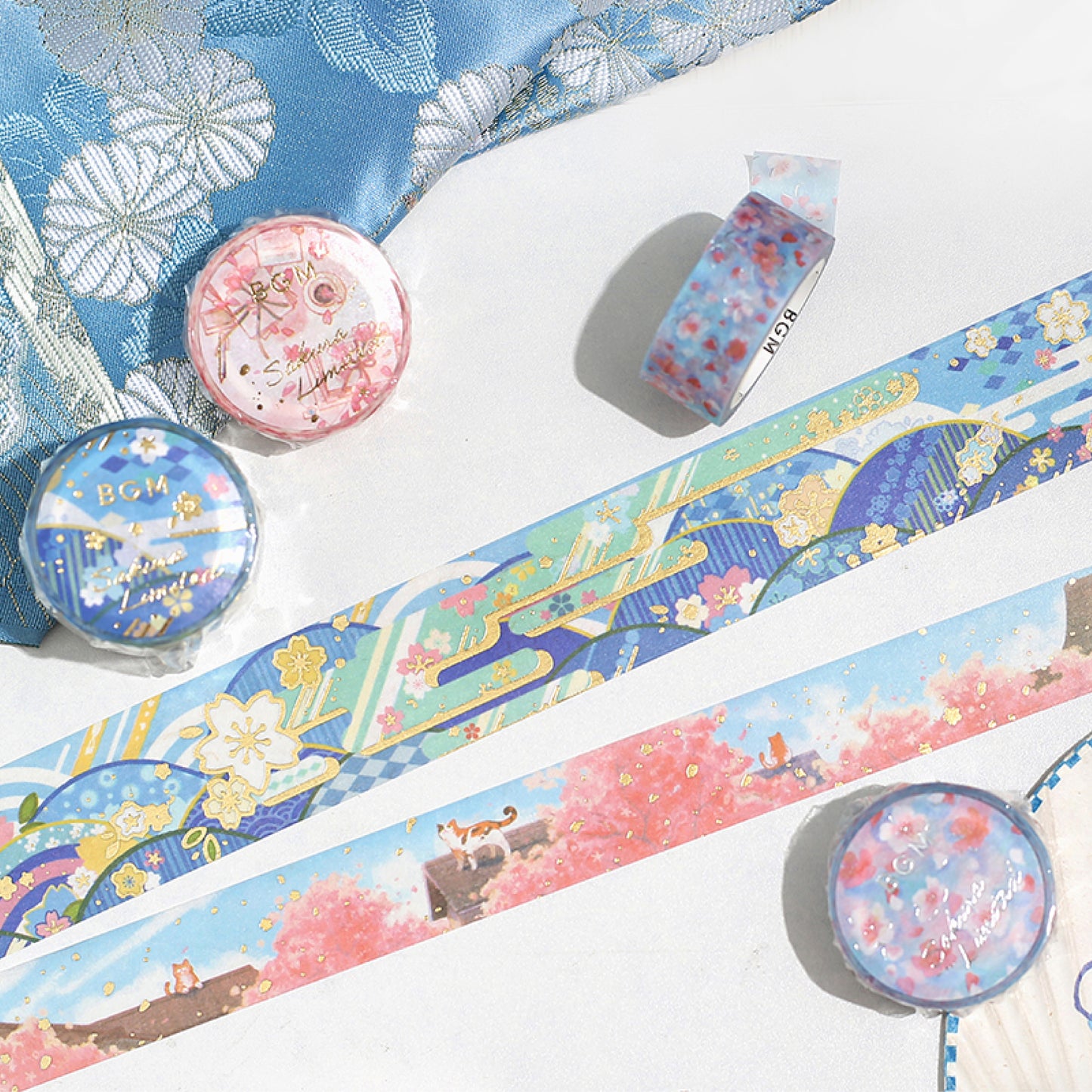 BGM Goldfoiled Sakura Washi Tape 2024 Limited Edition - Japanese Pattern