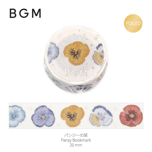 BGM Gold Foiled LIFE Washi Tape - Pansy Bookmark
