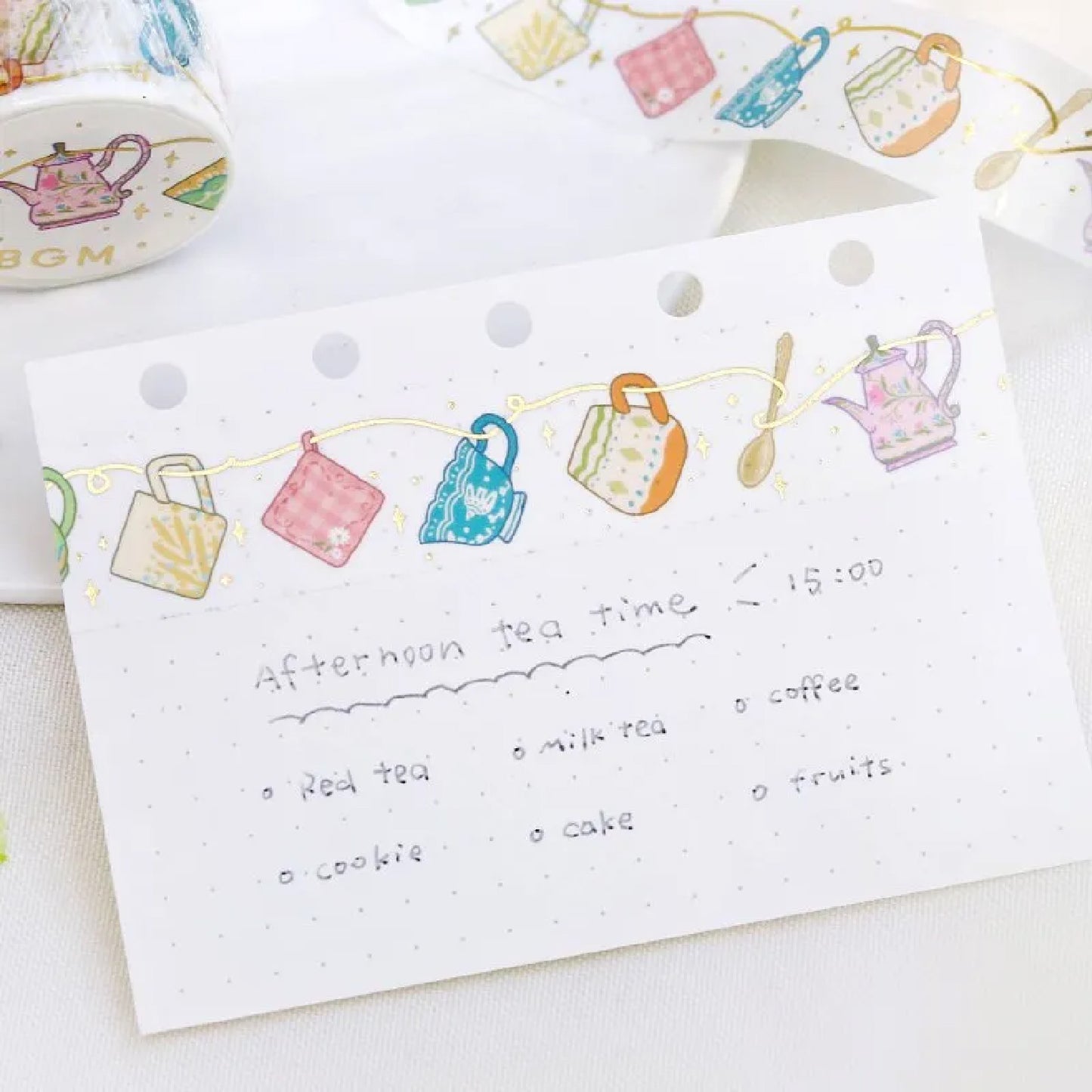 BGM Gold Foiled LIFE Washi Tape - Tea Time