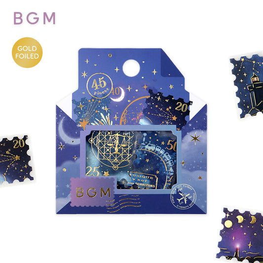 BGM Post Office Postage Stamp Gold Foiled Flake Seal Stickers - Shooting Star