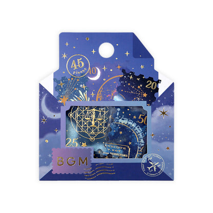 BGM Post Office Postage Stamp Gold Foiled Flake Seal Stickers - Shooting Star