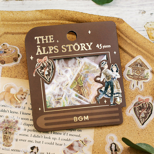 BGM The Alps Story Foiled Flake Stickers - Brown