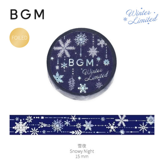 BGM Winter Exclusive Foiled Washi Tape 2025 Limited Edition - Snowy Night